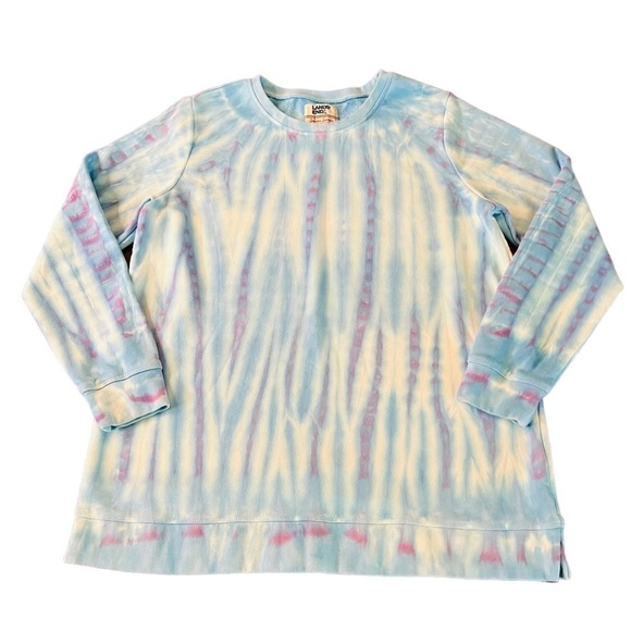 LANDS’ END SERIOUS SWEATS WOMENS SKY BLUE & PURPLE TIE DYE SWEATSHIRT SIZE 14-16 - Picture 1 of 8